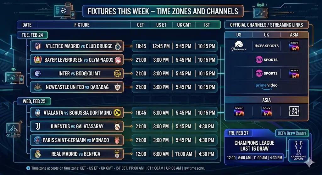 Champions League Fixtures This Week: Schedule & Watch Guide