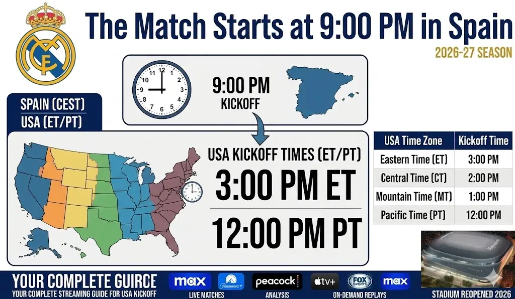 Real Madrid Match Schedule USA Time