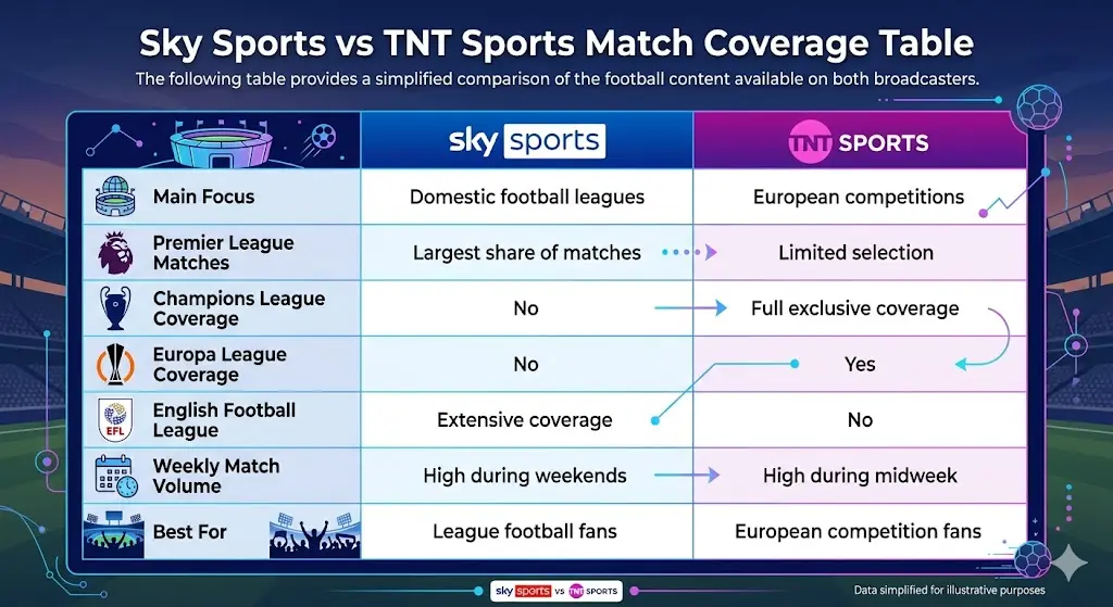 Sky Sports vs TNT Sports – Which Shows More Football?