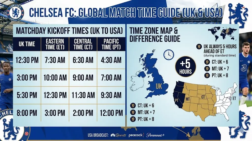 Chelsea Match Schedule in USA Time