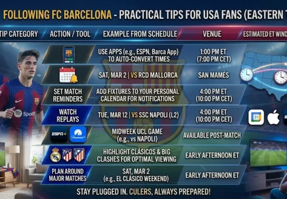 Barcelona Match Schedule in USA Time