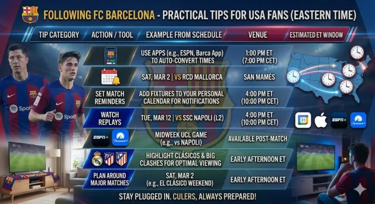 Barcelona Match Schedule in USA Time