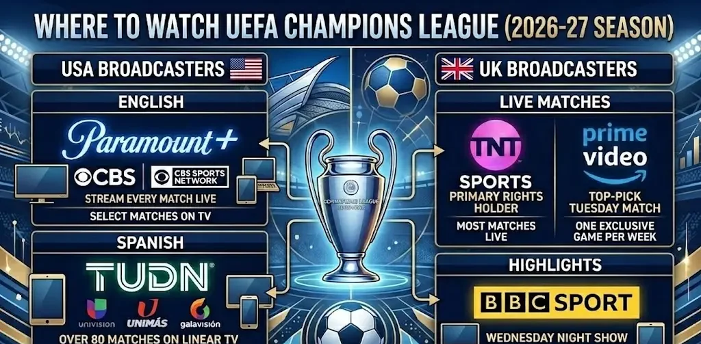 Champions League TV Channels in USA & UK